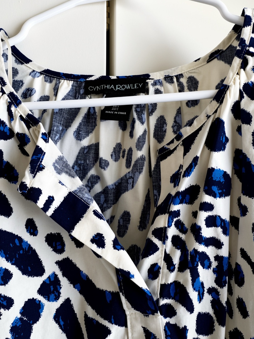 Cynthia Rowley Navy & Bright Blue Leopard Print Top